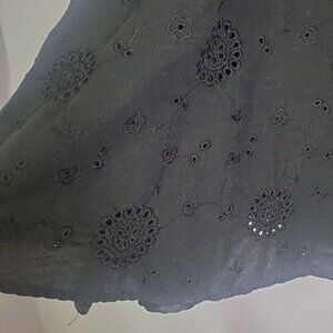 Vintage Carole Little Black Eyelet Midi Skirt, Size Medium